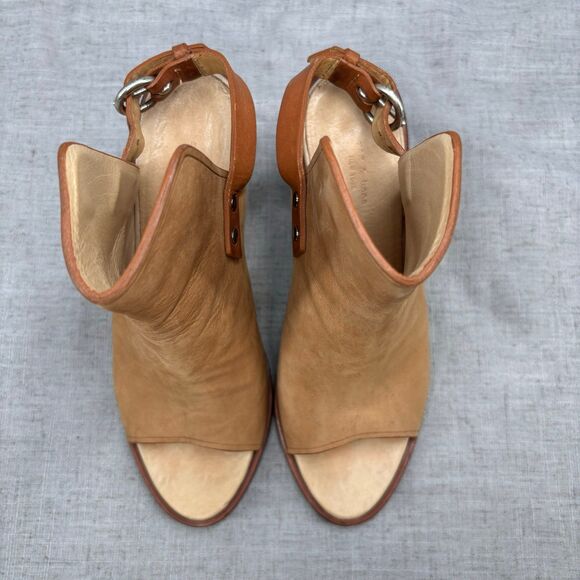 Rag & Bone Wyatt‎ Slingback Heels Camel Tan Nubuck Leather Slip On Womens EU 37 - Picture 5 of 12